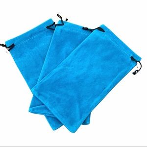 3 Microfiber Sunglass Cases/Pouches, Blue, NEW, Set